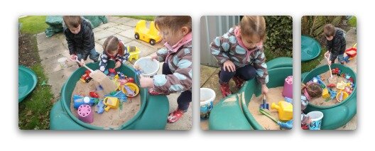 playing in sand